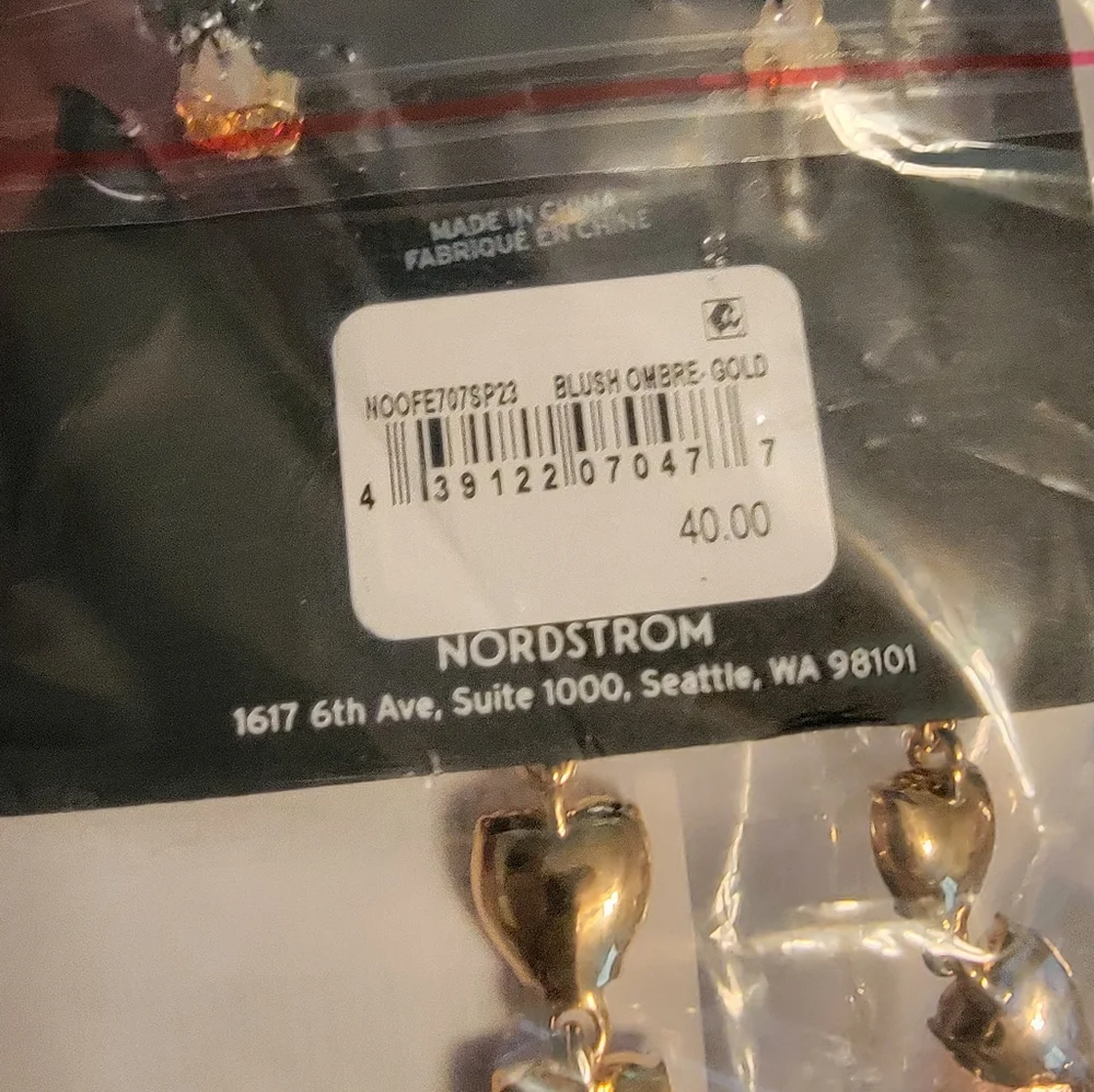 Nordstrom Crystal Heart Linear Drop Earrings